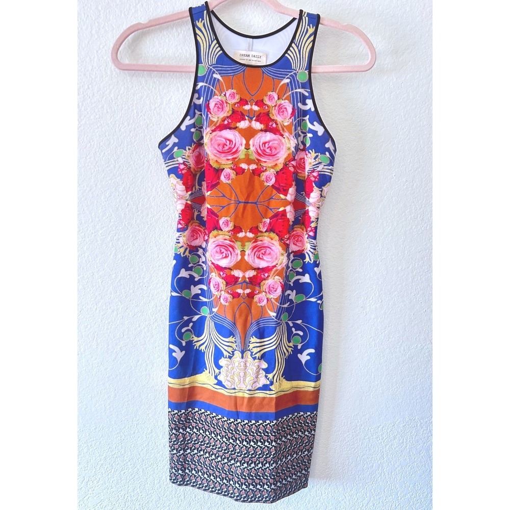 Anthropologie Dream Daily Rose Bodycon Printed‎ Dress SZ SM